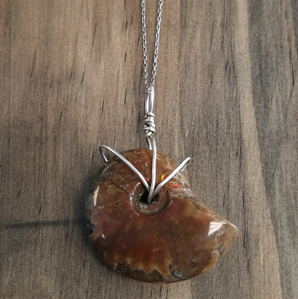 Fossilized Semi-Precious Stone  925 Necklace